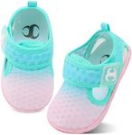 Scurtain Kids Toddler Water Shoes Quick-Dry Aqua Socks for Baby Boys Girls Toddler Beach Shoes Swim Shoes with Non-Slip Sole, Pink/Blue, 6 Toddler