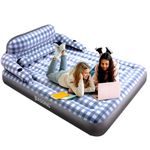 JEASONG Air Mattress with Headboard, Fast Inflation/Deflation Inflatable Airbed, 9 Inches High Blow Up Bed with Comfortable Flocked Top for Home Guest Travel Camping (PLAID)