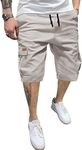 JMIERR Mens Casual Twill Cargo Shorts Cotton Drawstring Classic Cargo Chino Stretch Short with 6 Pockets for Men, US44(4XL), A Sliver Gray