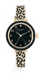 Kate Spade New York Women's Park Row Black and Gold Leopard Silicone Band Watch (Model: KSW1485)