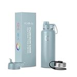 IRON °FLASK Sports Water Bottle - Wide Mouth with 3 Spout Lids - Stainless Steel Gym & Outdoor Bottles for Men, Women & Kids - Double Walled, Insulated Thermos, Metal Canteen - Elemental Gray, 40 Oz