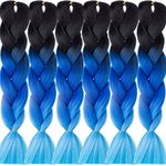 LDMY Hair for Braiding-Ombre Blue Braiding Hair 24inch Jumbo Braiding Hair Extensions Synthetic Kanekalon Hair 6Bundles/pack 100g/Bundle