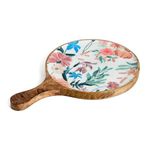 SAAGA Printed Wooden Pizza Tray for Serving -15 Inch X 10 Inch - Beautiful Mango Wood Circular Serving/Pizza Platter Board for Home/Cafe/Restaurants - Canyon Clay