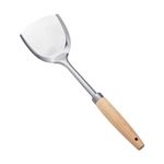 Wok Spatula, Stainless Steel Professional Wok Spatula Turner with Heat Resistant Wooden Handle Heavy Duty Heat Resistant Cooking Wok Turner Shovel Kitchen Utensil Cooking Spatula for Daily Cooking Use