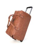 feilario Travel Duffel Bag with Wheels Leather Unisex Weekender Bags Waterproof Toiletry Bag Convenient Carry on Suitcase for Overnight Trip, Brown, Vintage