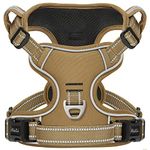 HEELE Dog Harness, Dog Harness for Small Medium Large Dogs No Pull Adjustable Padded Reflective Harness with Handle for Walking Training, Brown, M