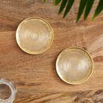 ExclusiveLane 'Mandala Design' Hand-Etched Pure Brass Coasters for Cups Tea Coasters for Glasses Dining Table Coaster for Hot Pots Tableware (Set of 2, Golden)