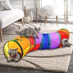 Cat Tunnel for Indoor Cats Interactive，Pet Toys Play Tunnels for Cats Kittens Rabbits Puppies Crinkle Collapsible (S-style-rainbow)