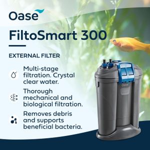 Oase FiltoSmart 300 External Aquarium Filter – Quiet, Energy Efficient