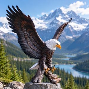 24.4 Inch Large Bald Eagle Garden Statue - Lifelike Spread Wings Eagle Outdoor Sculpture, Weatherproof Resin Lawn Ornament for Yard & Home Decor, Ideal Gift for Eagle Lovers & Patriotic Decor