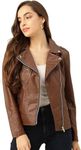 Women Leather Jacket Solid and Rididng Biker trending Jacket (M, BROWN)