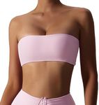 FEOYA Women’s Unlined Seamless Bandeau Bra Causal Padded Bralettes Gym Strapless Bralette Underwire Wireless Tube Top Pink XL