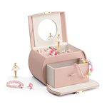 Vlando Music Jewelry Box Organizers for Necklace Earrings Rings Storage Case, Pink, Gift for Girls