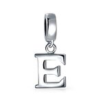 Personalized Gift Block Letter E Alphabet Initial Dangle Charm Bead Sterling Silver For European Bracelet Custom Engraved