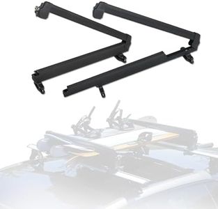 LINGVUM Ski & Snowboard Roof Racks with Sliding Extension, 28" Ski Roof Rack Carrier with Anti-Theft Lock - Fits 6 Pairs Skis or 4 Snowboards, Black