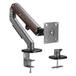 ARTIKEL Single Monitor Desk Mount | Adjustable Heavy Duty Monitor Arm | VESA Mount with C Clamp & Grommet Mounting Base | Computer Monitor Stand for Screen up to 32 inch | Table Mounted | Gray&Wood