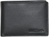 Roots Men's Slimfold Leather Passcase RFID Protected Bifold Wallet with 8-Card Slots, Slot Pockets, ID Windows, Removable Id Window and Bill Pocket, Black