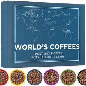 Pack Gourmet Café en Grains - WORLD'S COFFEES | Café en Grains 420g (6 x 70g) - 6 Meilleurs Cafés d'Origine Unique | Idée Cadeau pour Elle et Lui