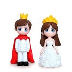 iDream Cute King and Queen | Miniature Toys, Cake Toppers, Small figurines, Valentine Couple | (White)