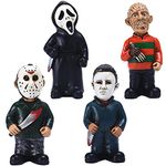 Homelex Horror Movie Garden Gnomes Decoration Set Michael Myers Freddy Jason Scary Gnomes Figurine for Halloween Statues