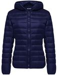 Wantdo Women's Packable Lightweight Warm Down Jacket Winter Coat Navy X-Large