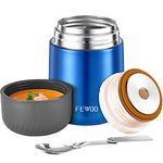 Soup Flask, 600ml Vacuum Insulated Food Jar for Hot Cold Food, Leak Proof Soup Containers for Kids and Adults (Blue)