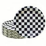 Visroco 24 Pcs 9 Inch Black & White Checkered Paper Plates,Racing Car Dessert Plates Racing Car Party Decorations Supplies Car Birthday Party Favors