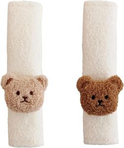 Slzhds Bear Seat Belt Pads, 2Pack Car Seat Belt Covers, Seat Belt Pads White Plush, Soft Car Seat Belt Pad Cover, Seat Belt Covers Seatbelt Strap Cover, Universal (White Plush)