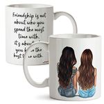 FirseBUY Best Friend Coffee Mug Gift for Girl - Cute Bestie with Friendship Quotes Print 11 Ounce Ceramic Coffee Cup - White 1 Pcs