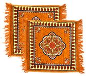 COZY FURNISH Velvet Pooja Asan Mat - Size 24X24(Inches) 60X60(CM) 2X2(Feet) Pooja Asan,Floor Mat, Floor Rug, Pack of 2 Velvet Asan(Golden)