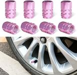 Ziciner 8 PCS Car Tire Valve Stem Caps, Aluminum Alloy Wheel Valve Covers with Rubber O-Ring, Corrosion Resistant Leak-Proof Tire Air Cap Set, Universal for SUV, Truck, Motorcycle, Bike (Pink)