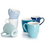 Sweese 601.003 Porcelain Mugs - 16 Ounce for Coffee, Tea, Cocoa, Set of 6, Cool Assorted Colors