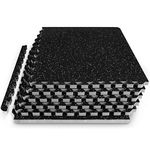 ProsourceFit Rubber Top Exercise Puzzle Mat 3/4-inch, 24 SQFT, 6 Tiles, EVA Foam Interlocking Tiles for Home Gym Protective Flooring for Equipment and Workouts, Grey