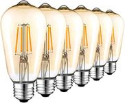 AidSci Vintage LED Edison Bulb, 4W (40W Equivalent) E27 400LM Filament Light Bulb, Retro Antique Style 2700K Warm White Edison Bulb, ST64 6-Pack Gold Tint Amber Flicker-Free