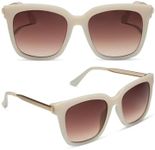 DIFF Hailey oversized lightweight square sunglasses for women UV400 protection, Milky White + Brown Gradient