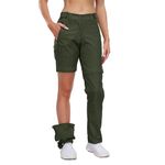 Dr.Cyril Women's Hiking Pants, Cargo Pants Tactical, Convertible Zip-Off Quick Dry Lightweight Travel Pants for Safari ArmyGreen