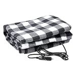 Heated Car Blanket - 12-Volt Electric Blanket for Car, Truck, SUV, or RV - Portable Heated Throw - Camping Essentials by Stalwart (Black Plaid)