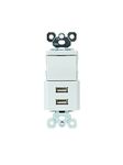 Legrand Pass & Seymour TM83USBWCCV4 15 Amp Combination Decorator Rocker Light Switch and Type A USB Charging Ports, 3-Way, White (1 Count)