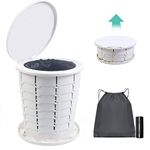 MQFORU Camping Toilets Portable，Multifunction Folding Toilet，Retractable Collapsible Outdoor Commode,Travel Toilet with Seat for Outdoors Fishing Camping Hiking Long Trips (White)