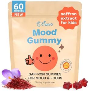 Saffron Gummies for Kids, with Passion Flower, Saffron Extract & GABA, Calm Mood Support Supplement for Focus & Relaxation, Mood Gummies Natural Berry Flavor, 60 Count (30-Serv) for Children Ages 4-14