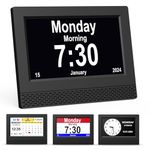 Ykall Digital Calendar Alarm Clock, 7" HD Large Screen Display, New Multiple Clock Modes Auto-Dimming Clock, Non-Abbreviated Day Date for Alzheimer's and Dementia Memory Loss Impaired Vision