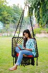 SWINGZY Polyester, Polyester Blend Premium Large Square-Shape Swing Hanging Hammock Chair for Home, Indoor, Outdoor, Patio, Balcony, Garden/Jhula for Adults, Accessories Included (Black)