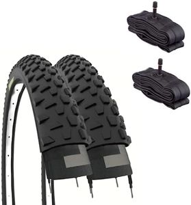 ECOVELO Unisex - Adult Pneumatici 26 x 2.10 (54-559) + Camere V.a. Mountain Bike Bicicletta MTB 2 Tyres 26 x 2.10 Chambers with America Valve (Schrader), Black, One Size