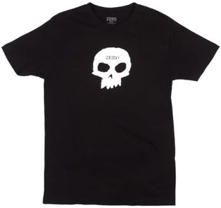 Zero Skateboards S/S T-Shirt Single Skull Skate Shirt, Black, Size: Large
