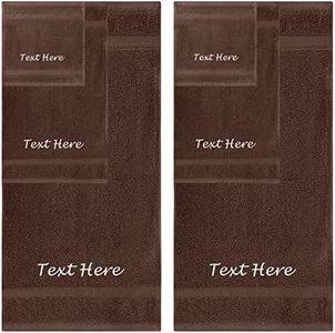 Personalized Passion Towels Set - 6 Pack Super Soft & Absorbent Turkish Cotton Towels for Bathroom, Spa, Gym, Pool and Hotels - Includes 2 Bath Towels, 2 Hand Towels, 2 Washcloths - Brown Towel Set