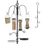 Bird Feeder Pole Bird Feeder Hanger Wild Bird Feeder Stand 88.6” Inch Adjustable Height Kit Planter Hanger Multi Feeder Hanging with Metal Suet Feeder Bird Bath for Attracting Wild Birds