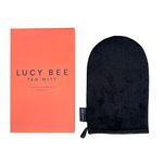 Lucy Bee Reusable Self Tan Mitt for Self-Tanning Application, Double-Sided Velvety Soft Applicator for a Streak Free Fake Tan and Stain Free Hands, Washable Black Tan Mitt in FSC Card Carton