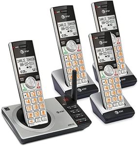 AT&T CL82407 DECT 6.0 4-Handset Cordless Phone for Home with Answering Machine, Call Blocking, Caller ID Announcer, Intercom and Long Range, Silver