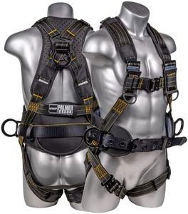 Palmer Safety Fall Protection Construction Safety Harness - QCB Chest and Legs - Aluminum D-Rings - Oil and Dust Resistant - OSHA and ANSI Compliant (Universal)