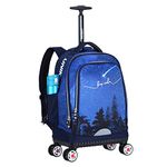 UNIKER Rolling Backpack with Spinner Wheels for Travel,Roller Bookbag for Men,Trolley School Bag,Cabin Approved Travel Backpack with Wheel, Wheeled Rucksack Suitcase with 4Wheels, Blue